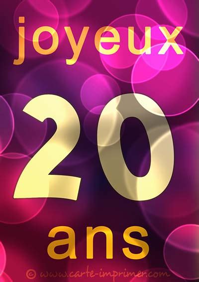 carte anniversaire 20 ans gratuite|Carte 20 ans, lâge magique